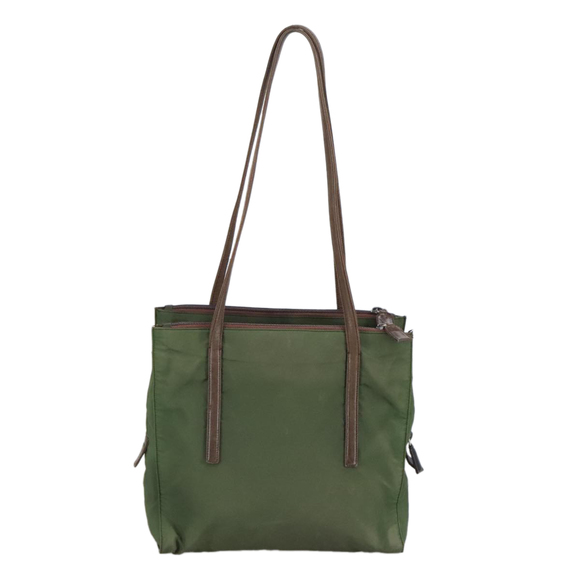 PRADA Shoulder Bag Nylon Leather Khaki Brown Silver Auth bs20160 - Picture 2 of 16
